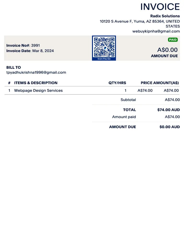 Invoice Of PayPal | PDF