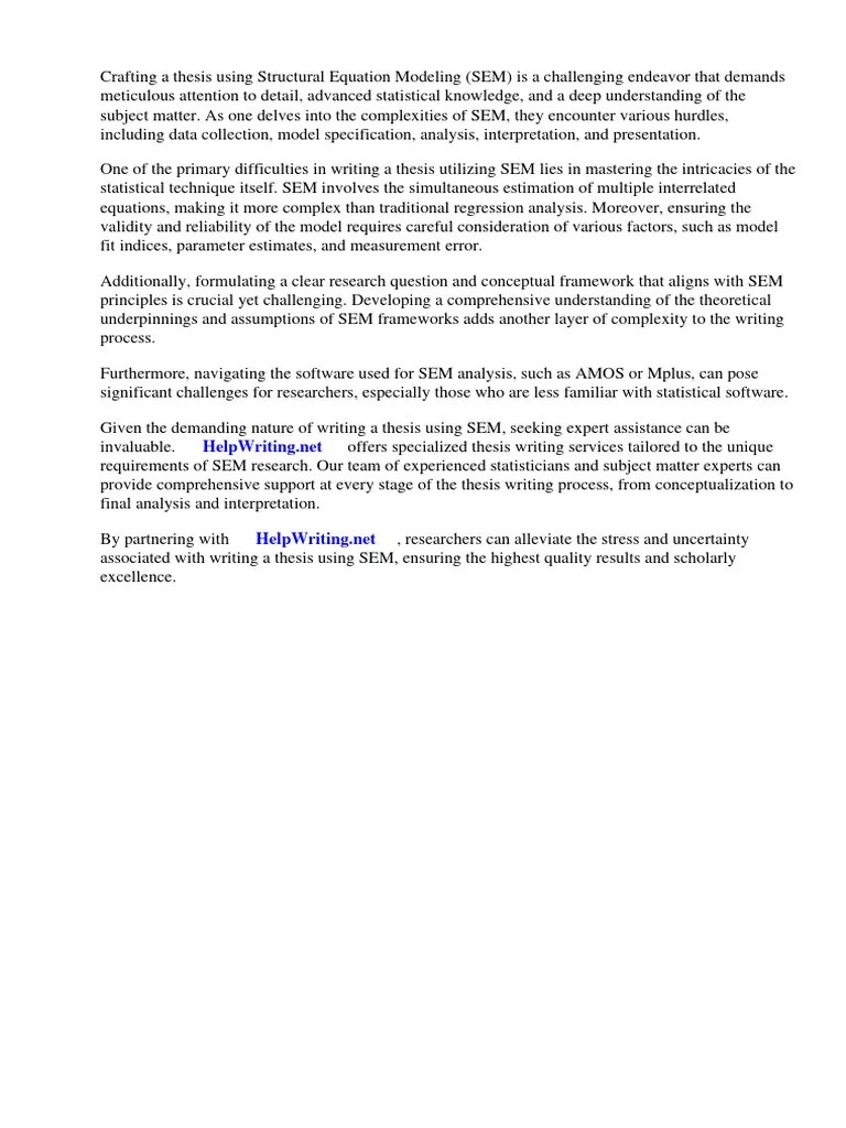 Thesis Using Structural Equation Modeling | PDF | Structural Equation ...