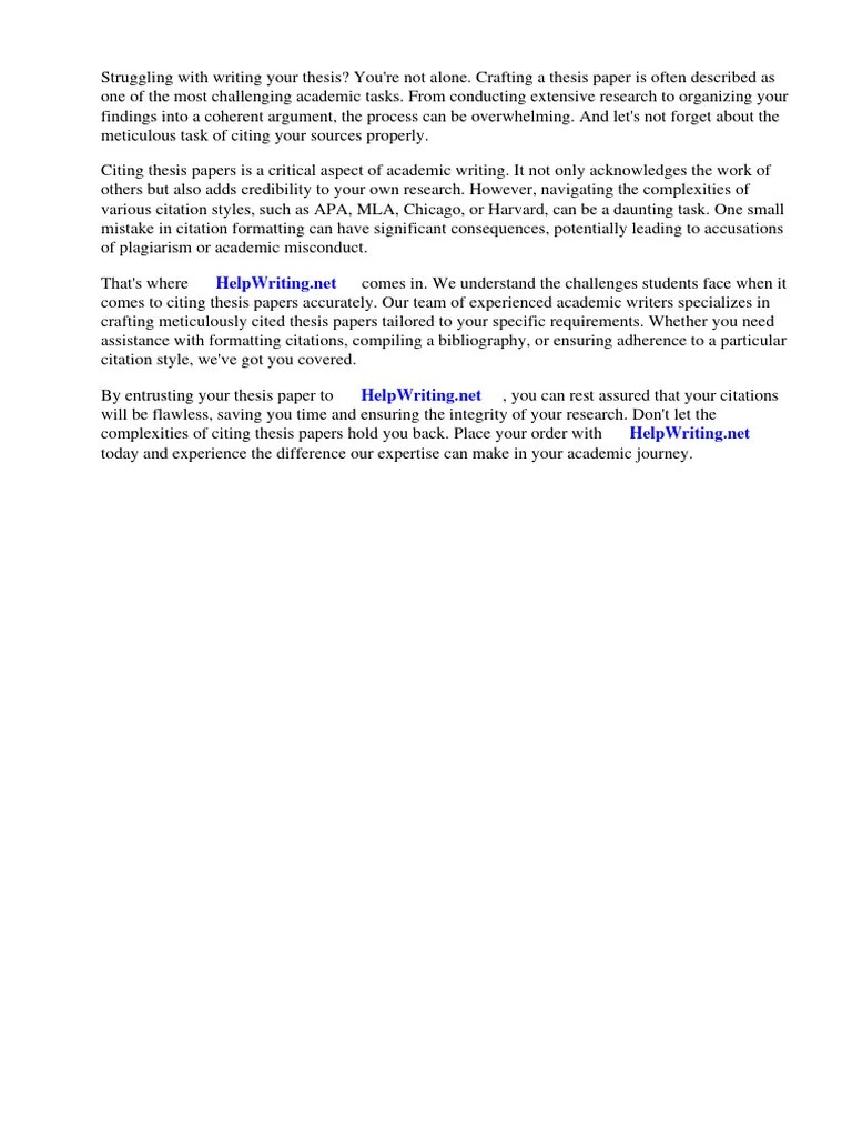 Citing Thesis Papers | PDF | Citation | Apa Style