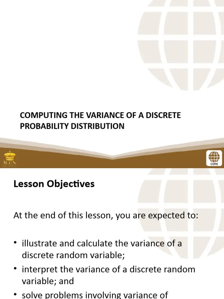 PSUnit I Lesson 5 Computing The Variance Of A Discrete Probability ...
