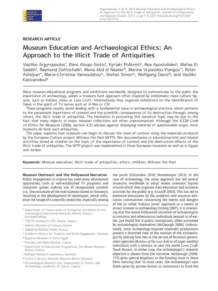 Museum Education And Archaeological Ethics | PDF | Archaeology | Museum