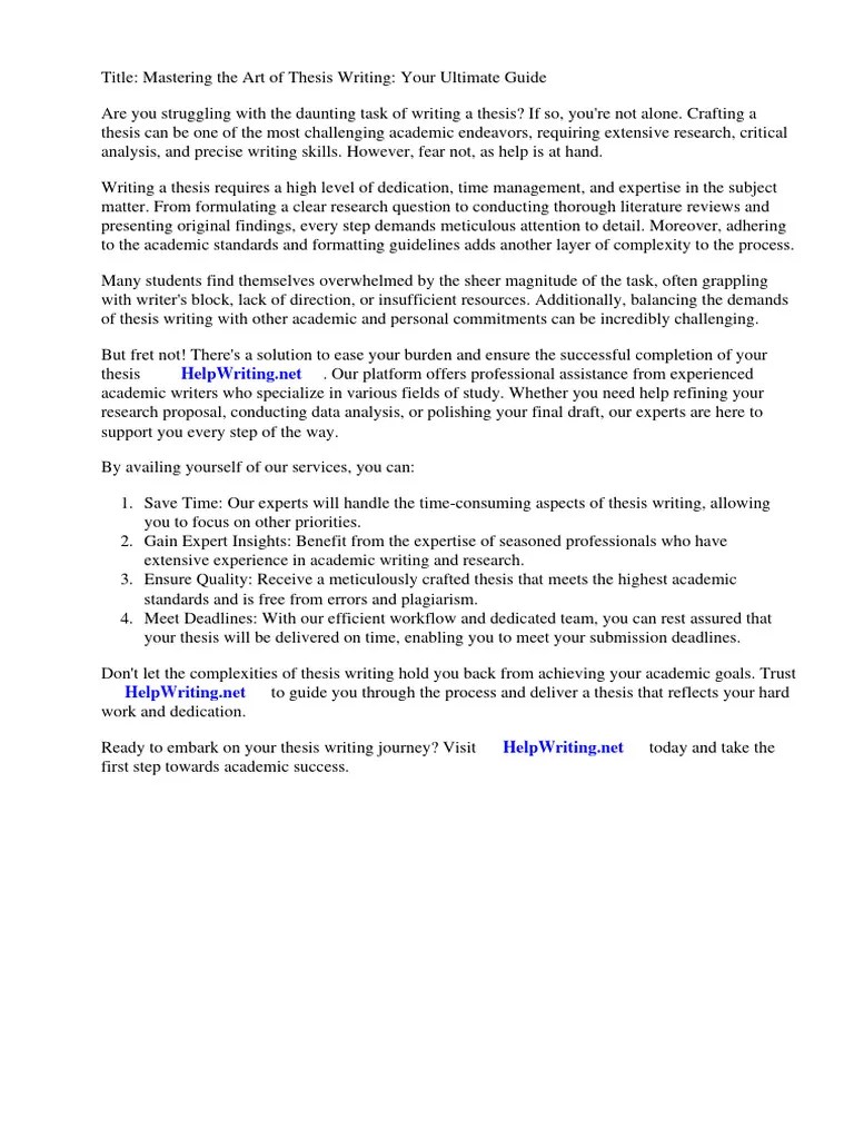 How To Write A Thesis PDF Download | PDF | Thesis | Audit