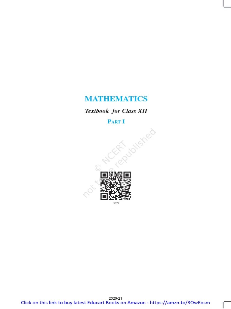 12 Maths-1 | PDF | Textbook | Learning
