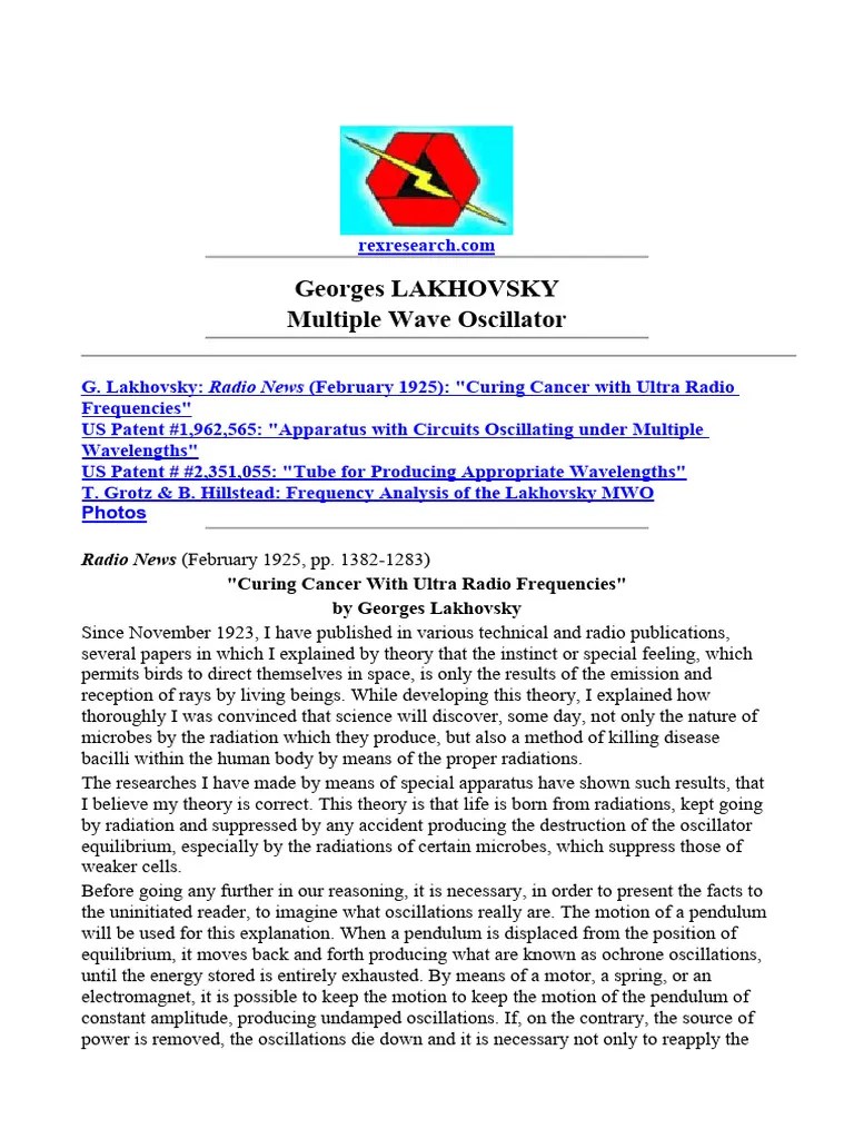 Georges LAKHOVSKY Multiple Wave Oscillator | PDF