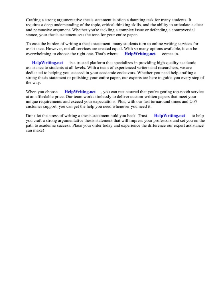 Strong Argumentative Thesis Statement Examples | PDF | Essays | Thesis