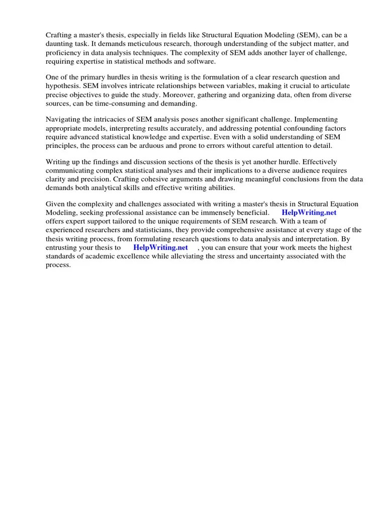 Master Thesis Structural Equation Modeling | PDF | Structural Equation ...
