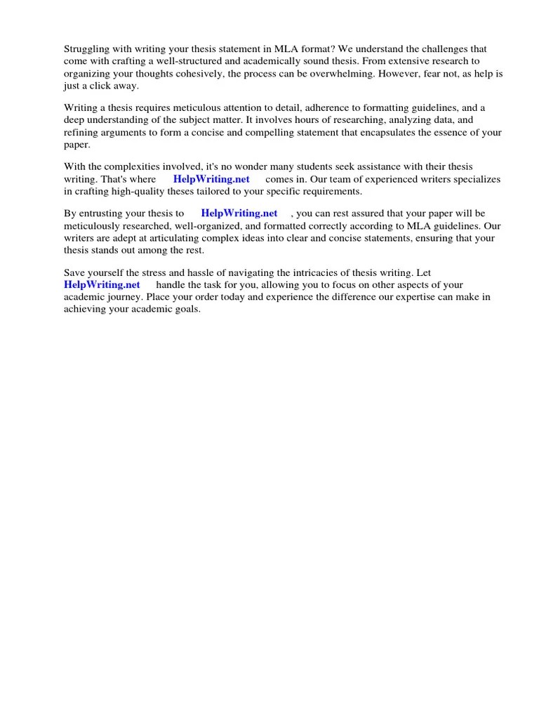 Mla Format Thesis Statement | PDF | Citation | Note (Typography)