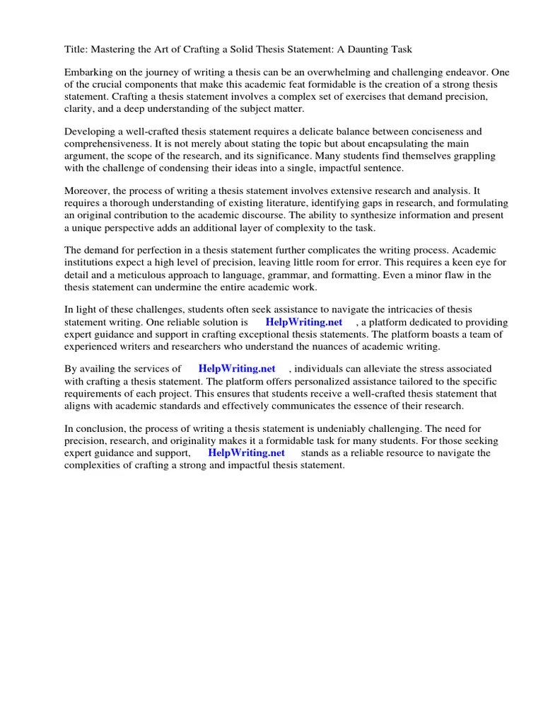 Exercises On Writing A Good Thesis Statement | PDF | Essays | Thesis