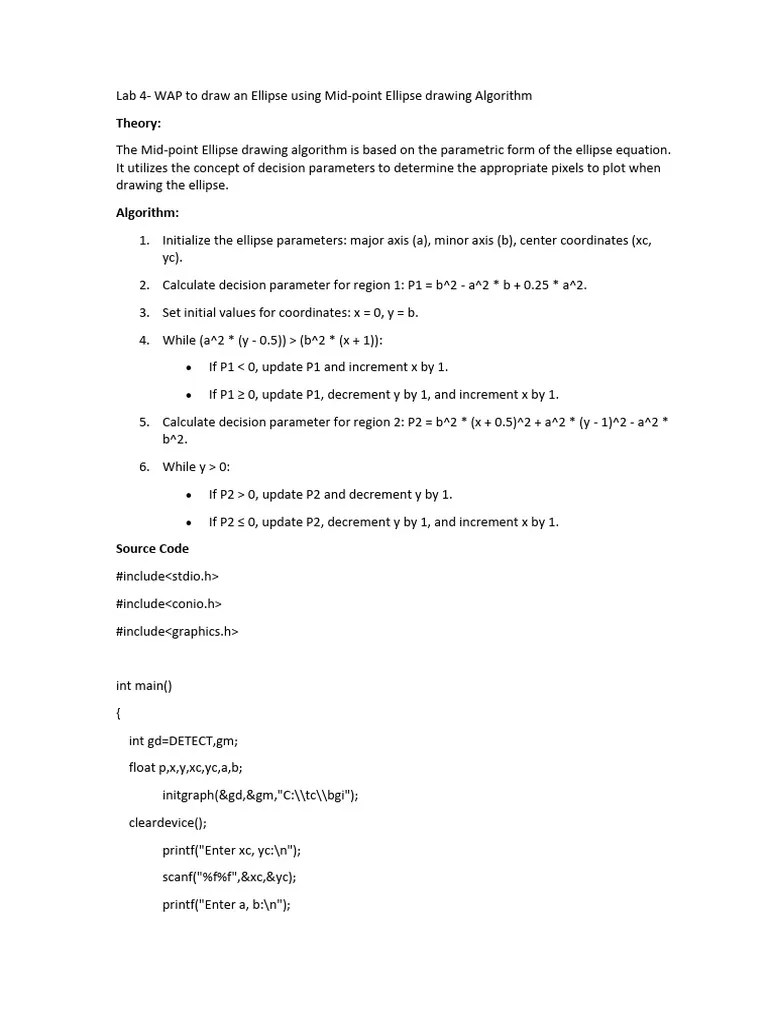Computer Graphics Lab Practicals E Next In Pdf Ellipse - HD Gradient Backgrounds for Desktop
