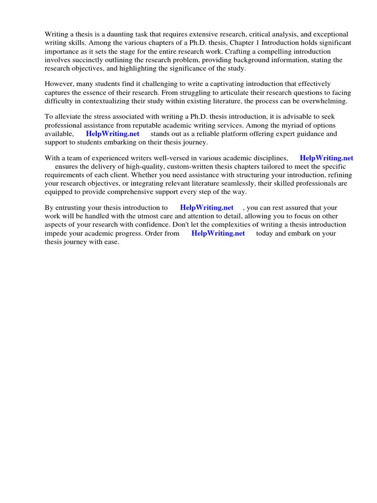 PHD Thesis Chapter 1 Introduction | PDF | Thesis | Methodology