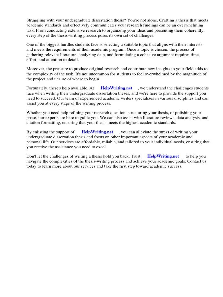 Undergraduate Dissertation Thesis | PDF