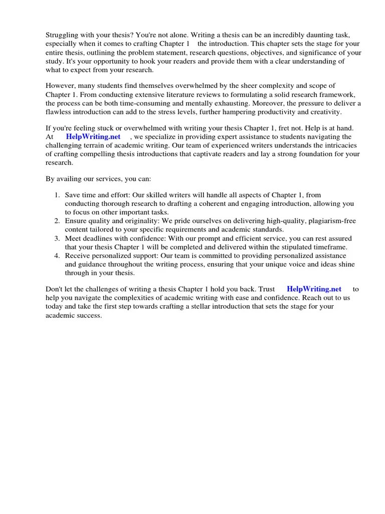 Thesis Chapter 1 | PDF | Thesis