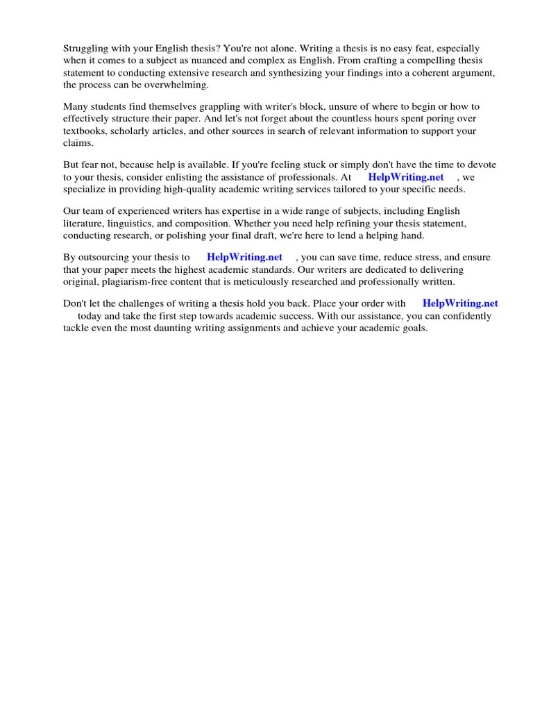English Thesis Sample | PDF | Thesis | Essays