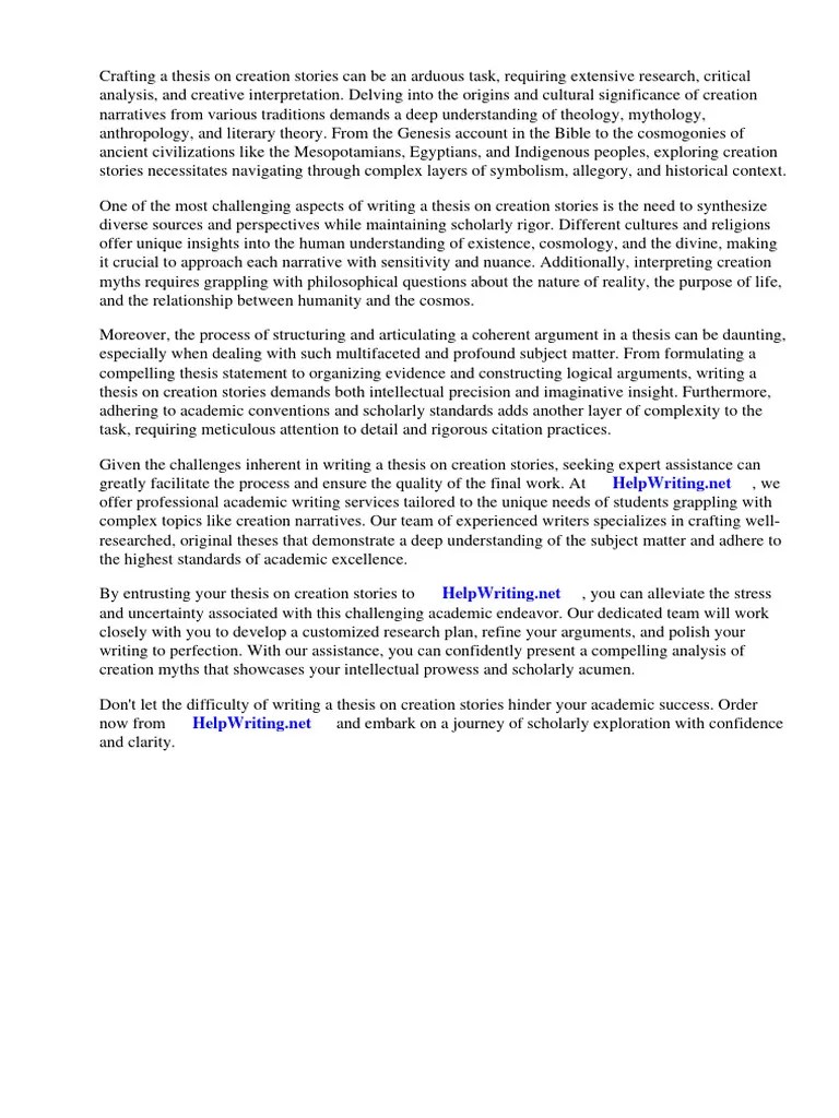 Creation Stories Thesis | PDF | Genesis Creation Narrative | Creation Myths