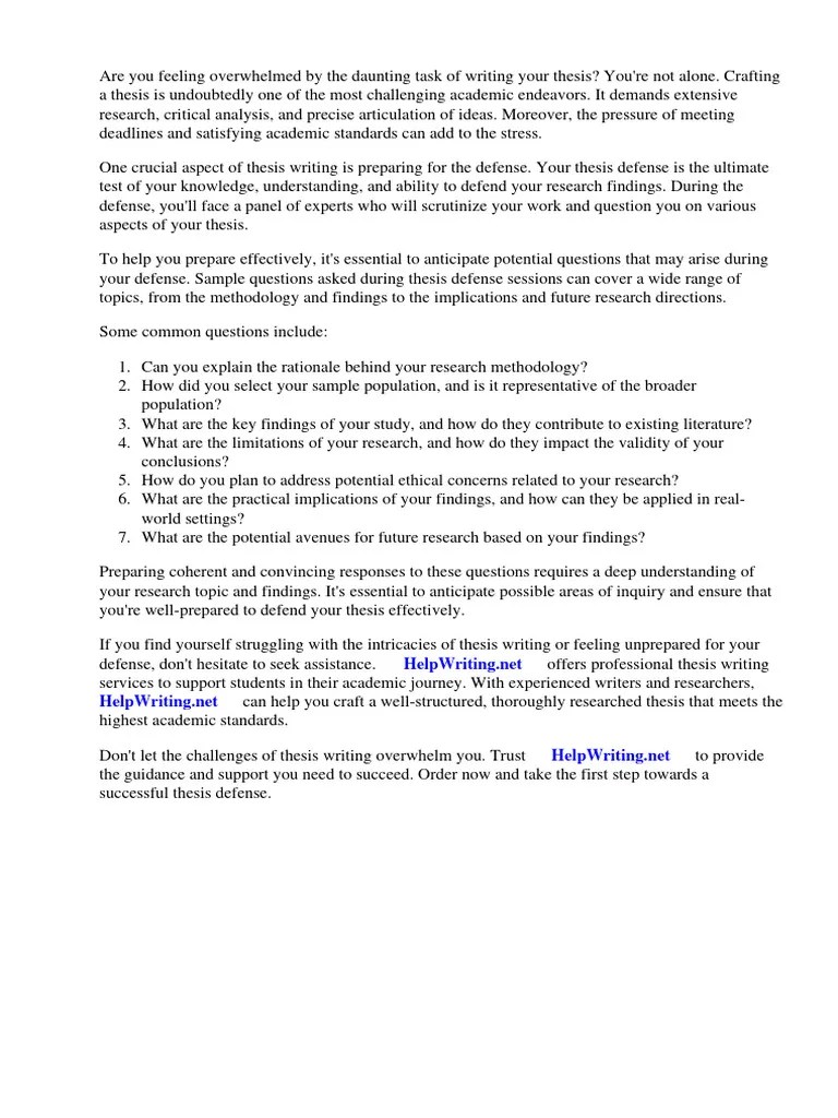 Sample Questions Asked Thesis Defense | PDF | Thesis | Theory