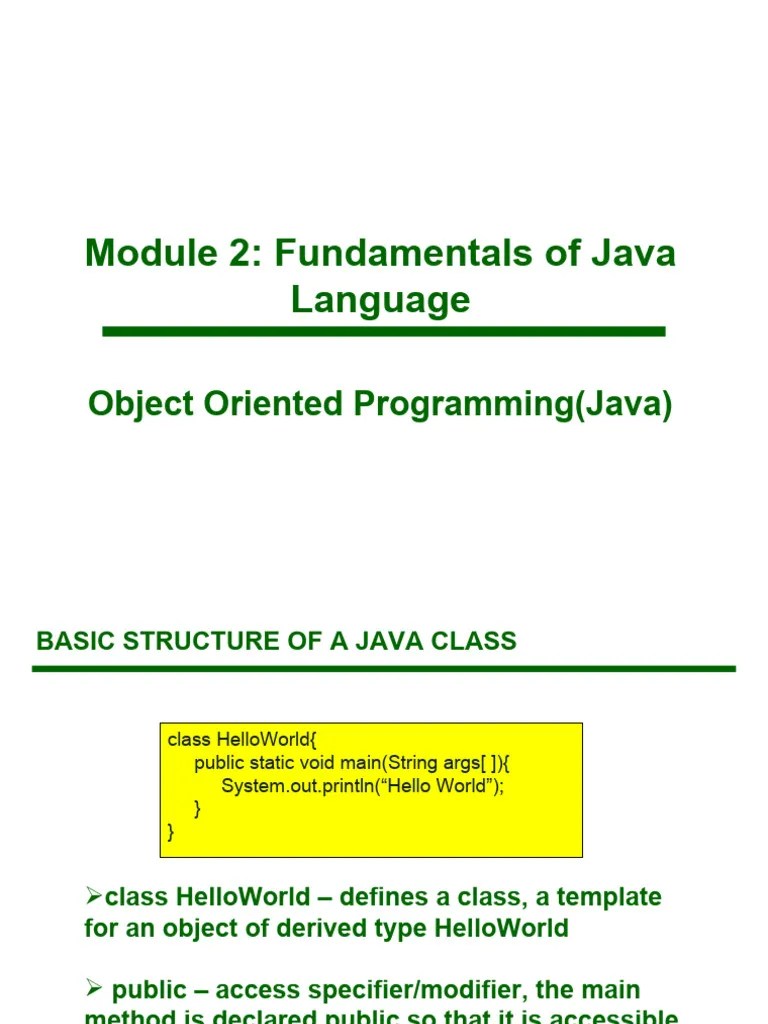 2 Fundamentals Of Java Language | PDF | Class (Computer Programming ...