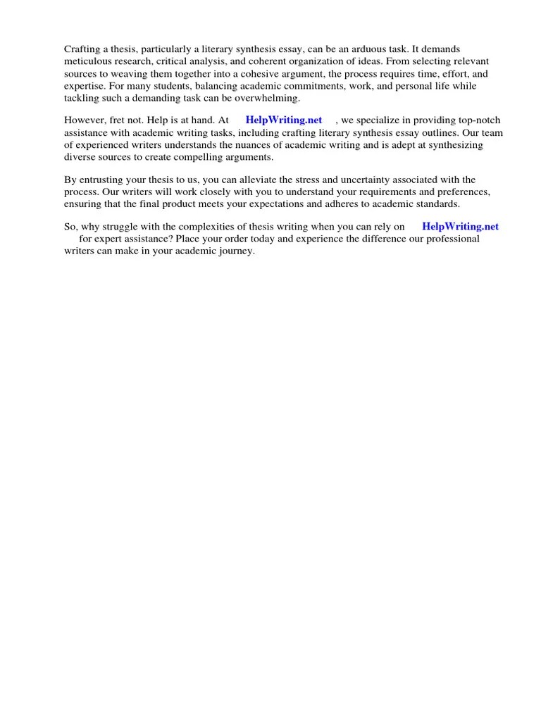 Literary Synthesis Essay Outline | PDF | Essays | Thesis