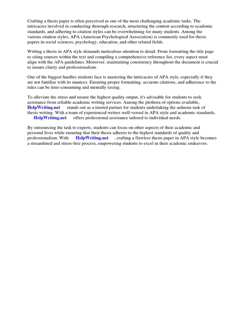 Apa Style For Thesis Paper | Download Free PDF | Apa Style | Thesis