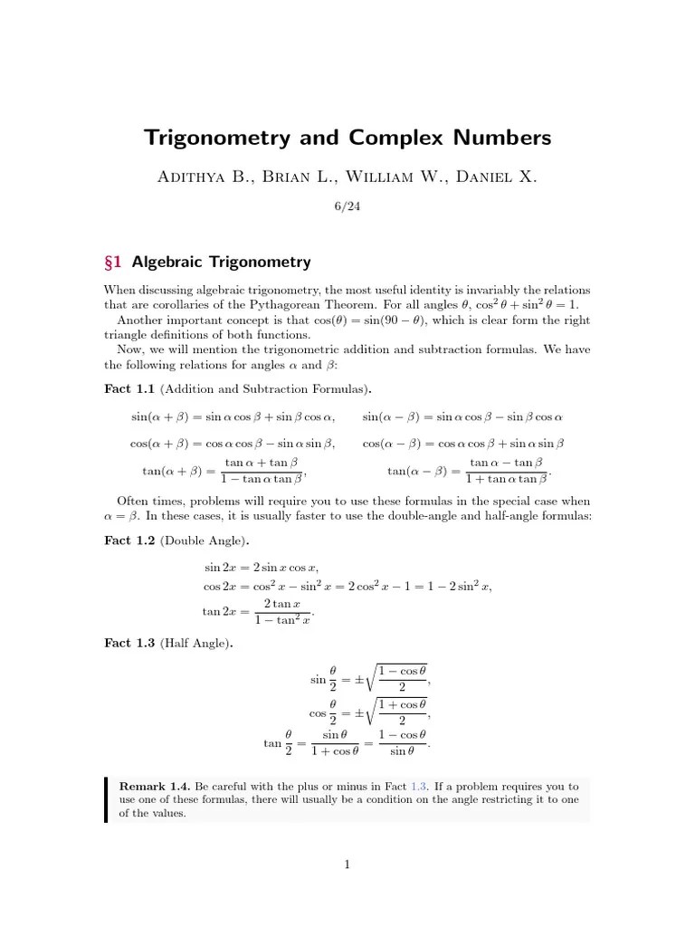 Trigcomplex | PDF | Complex Number | Trigonometry