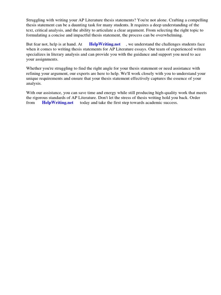 AP Lit Thesis Statements | PDF
