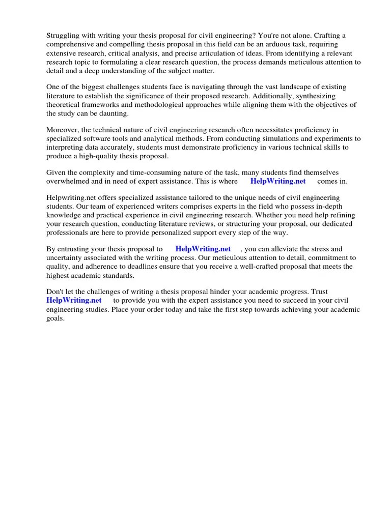 Thesis Proposal For Civil Engineering Students | PDF | Engineering ...