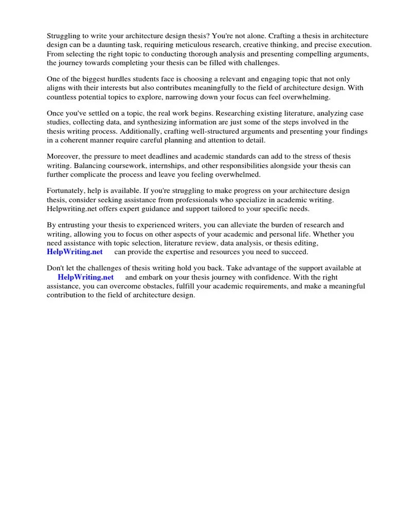 Architecture Design Thesis Topics | PDF | Cost Of Living | Thesis