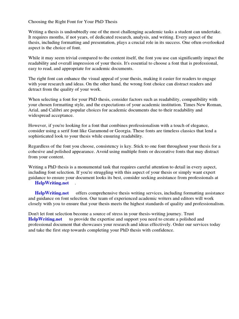 Good Font For PHD Thesis | PDF | Thesis | Typefaces