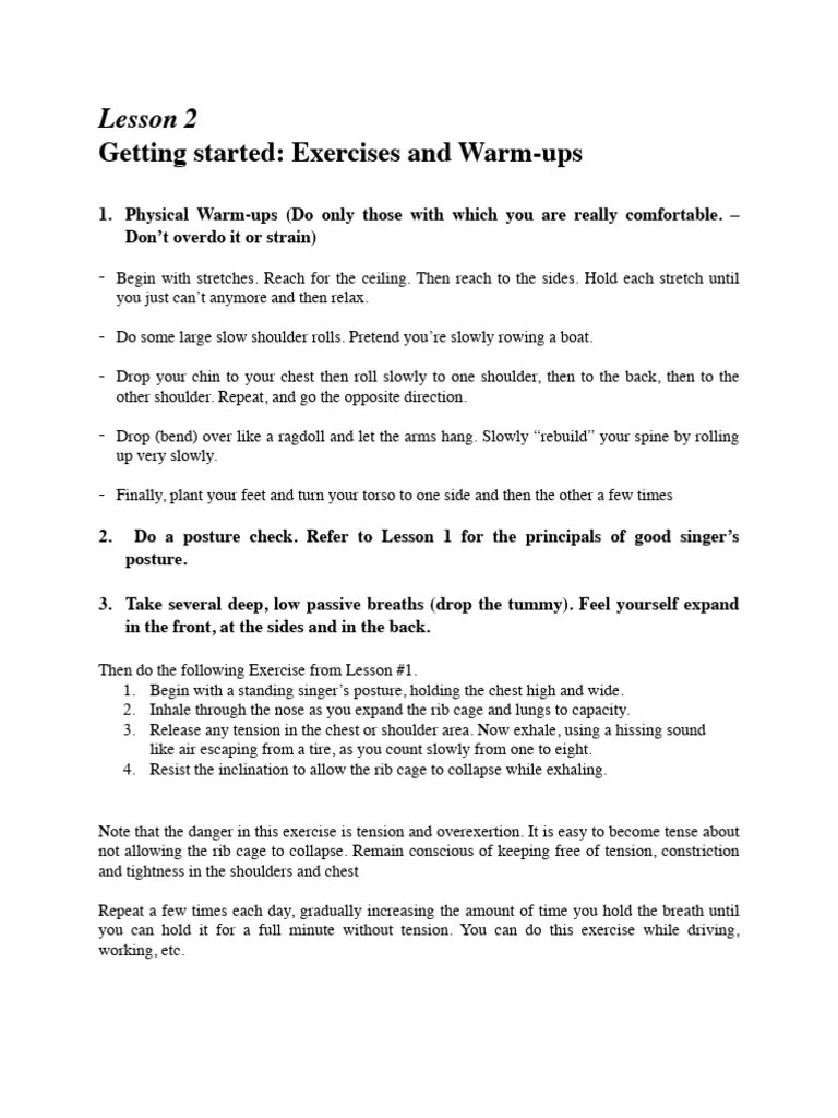 Lesson 2 - Exercises And Warm-Ups | PDF