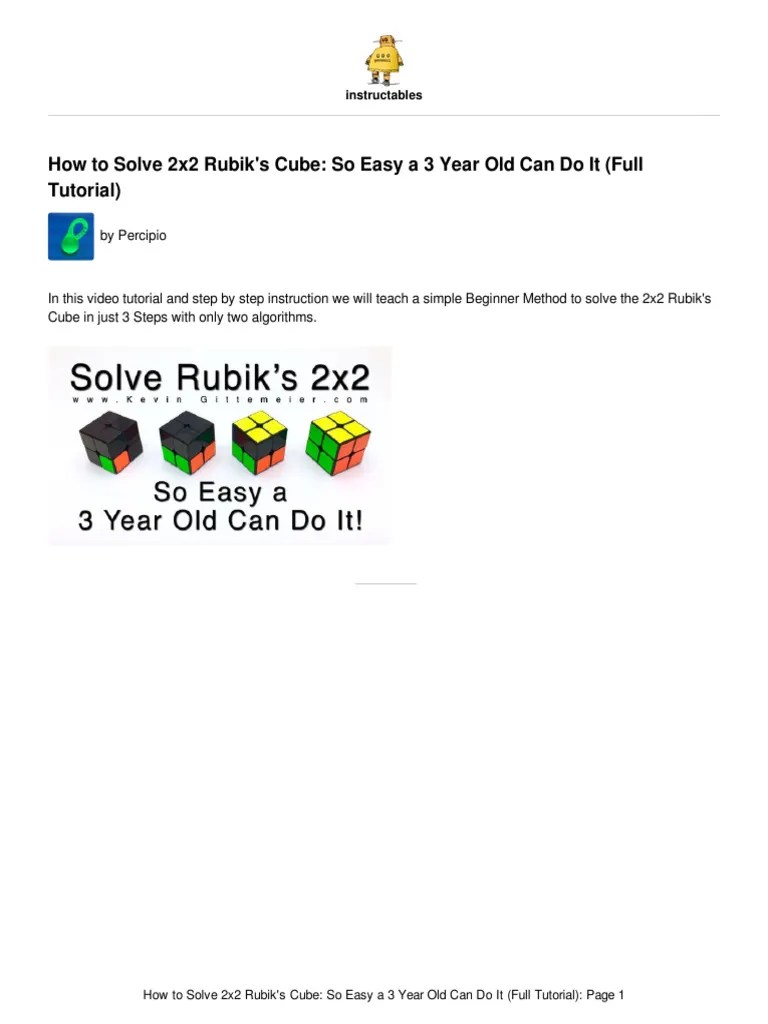 How To Solve 2x2 Rubiks Cube So Easy A 3 Year Old | PDF | Recreational ...