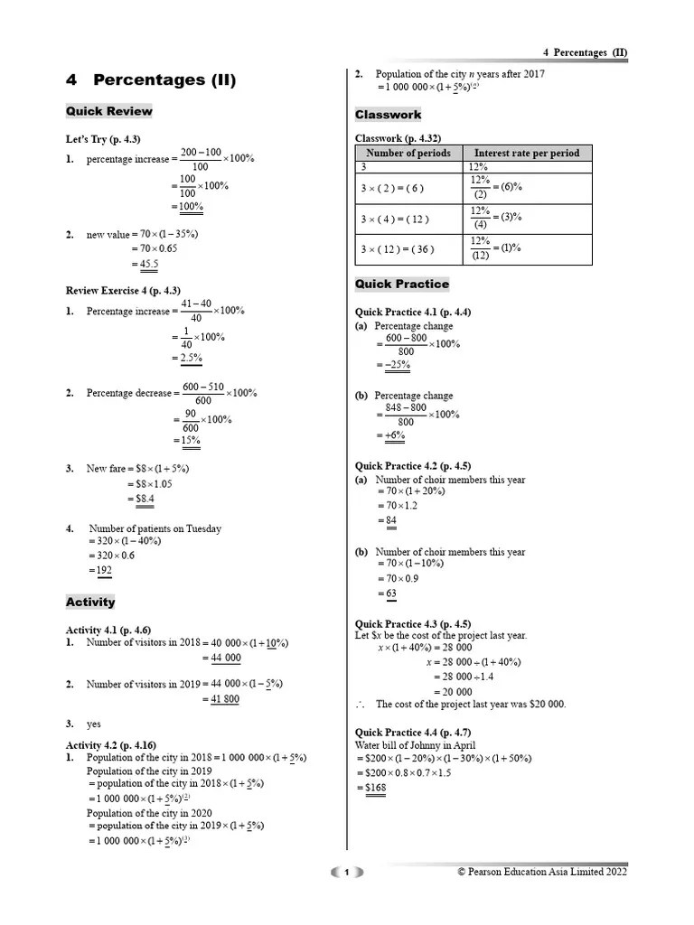 3A04 Percentages (II) TB Sol | Download Free PDF | Interest | Compound Interest