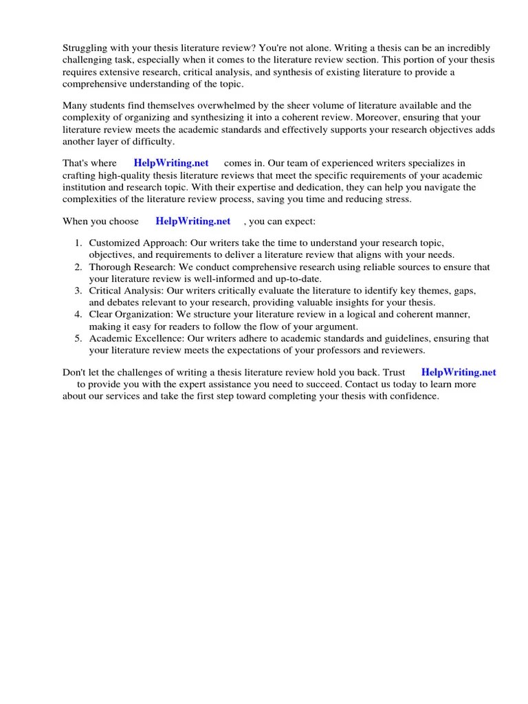 Thesis Literature Review PDF | PDF | Essays | Citation