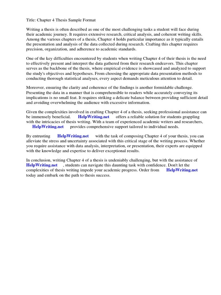 Chapter 4 Thesis Sample Format | PDF | Thesis | Methodology