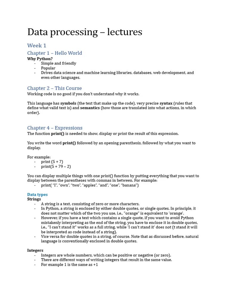 Lectures Data Processing | PDF | Variable (Computer Science ...
