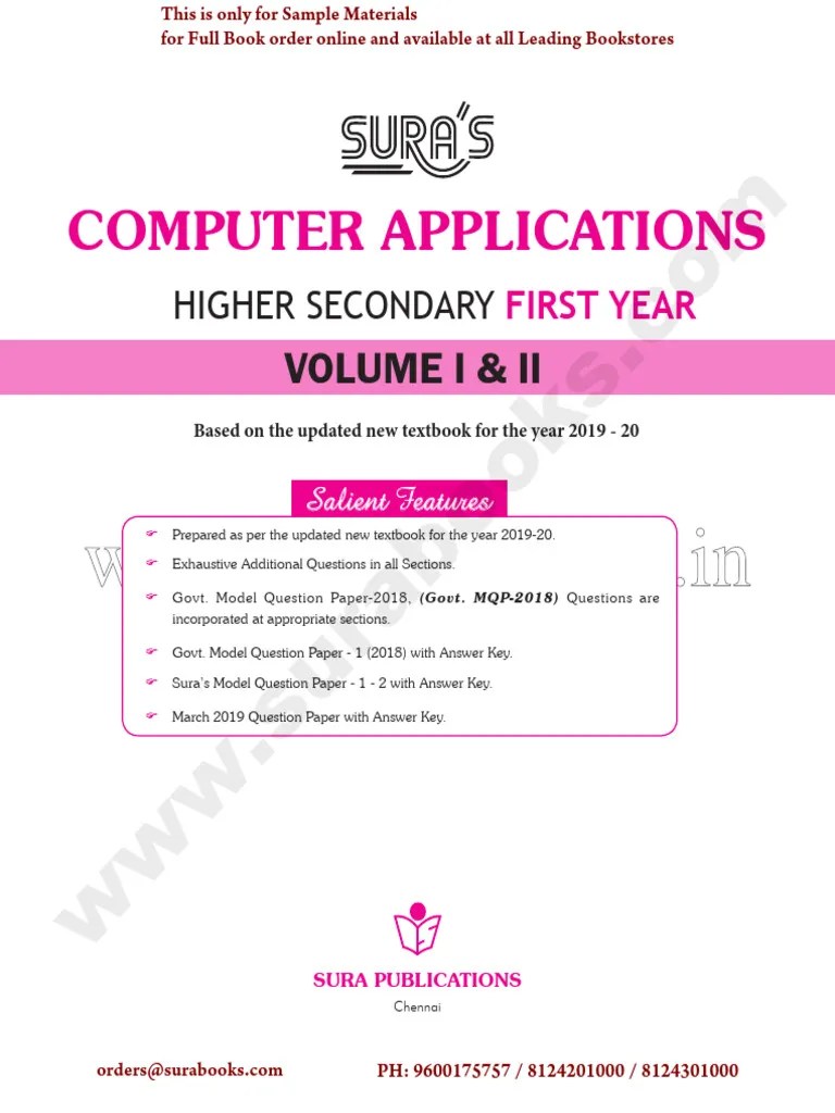 11th STD Computer Application Em Sample Materials WWW - Kalviexpress.in ...