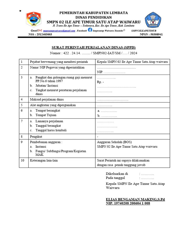 Surat Perintah Perjalanan Dinas (SPPD) | PDF