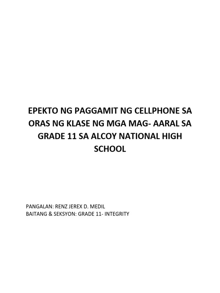 EPEKTO-NG-PAGGAMIT-NG-CELLPHONE-SA-ORAS-NG-KLASE-NG-MGA-MAG | PDF