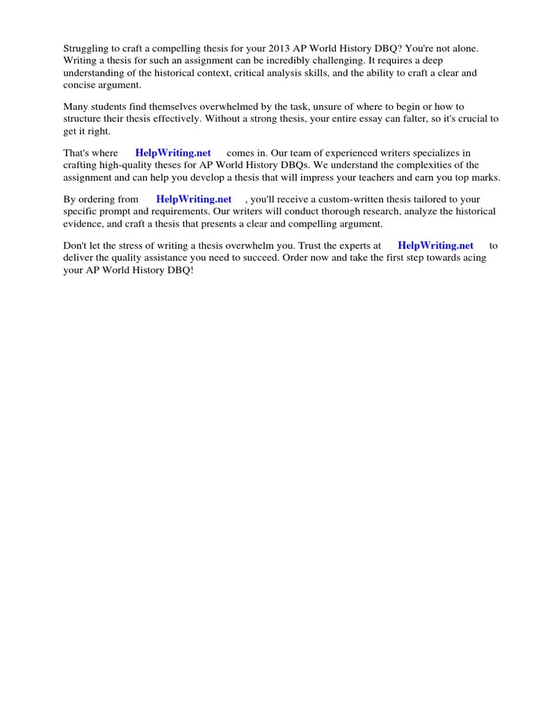 2013 AP World History DBQ Thesis | Download Free PDF | Advanced ...