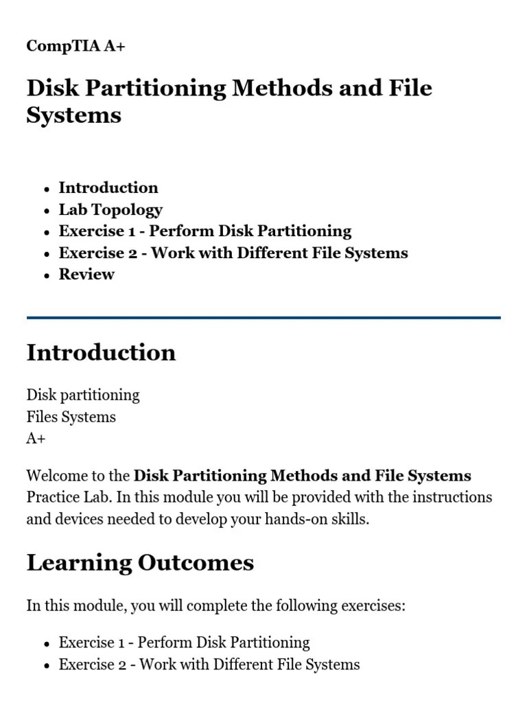 Disk Partitioning Methods And File Systems | PDF | File System ...