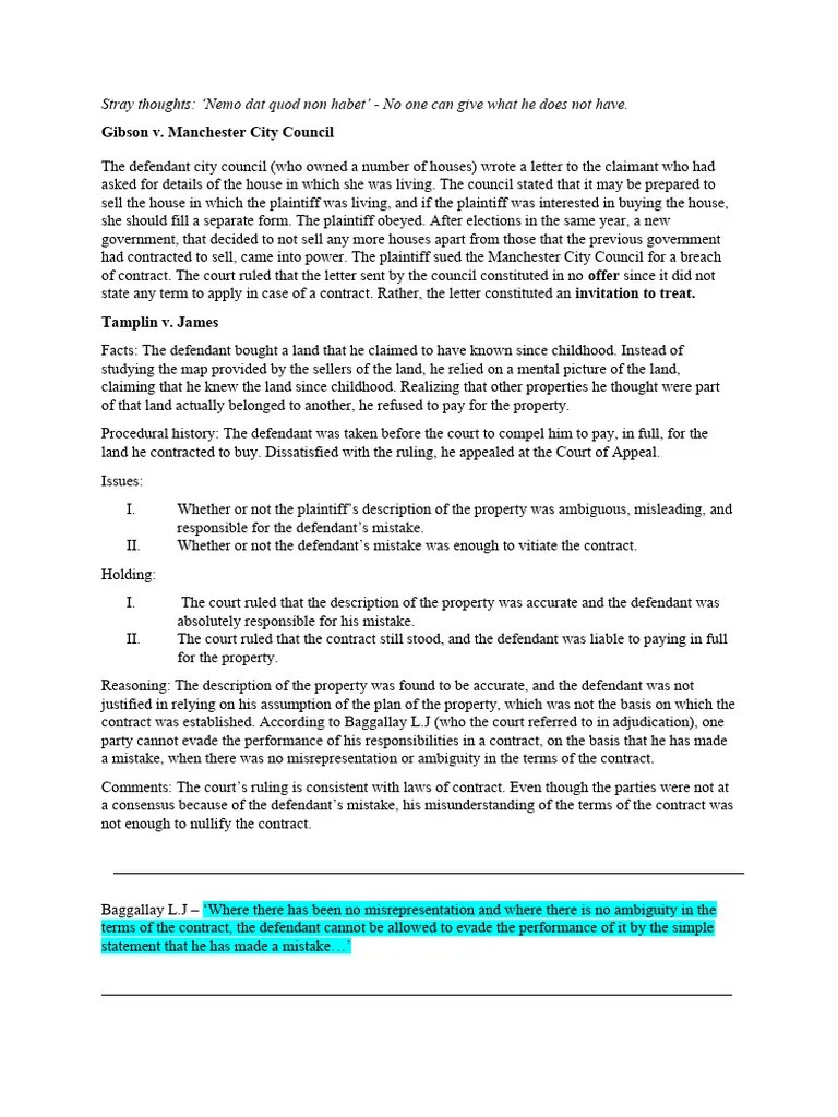 Contract Law Quick Reference Notes | PDF | Offer And Acceptance | Consideration