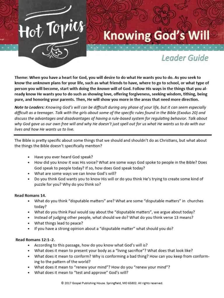 Knowing Gods Will | PDF | Epistle To The Romans | Prayer