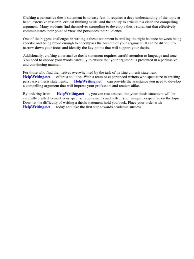 Persuasive Thesis Statement | PDF | Cost Of Living | Essays