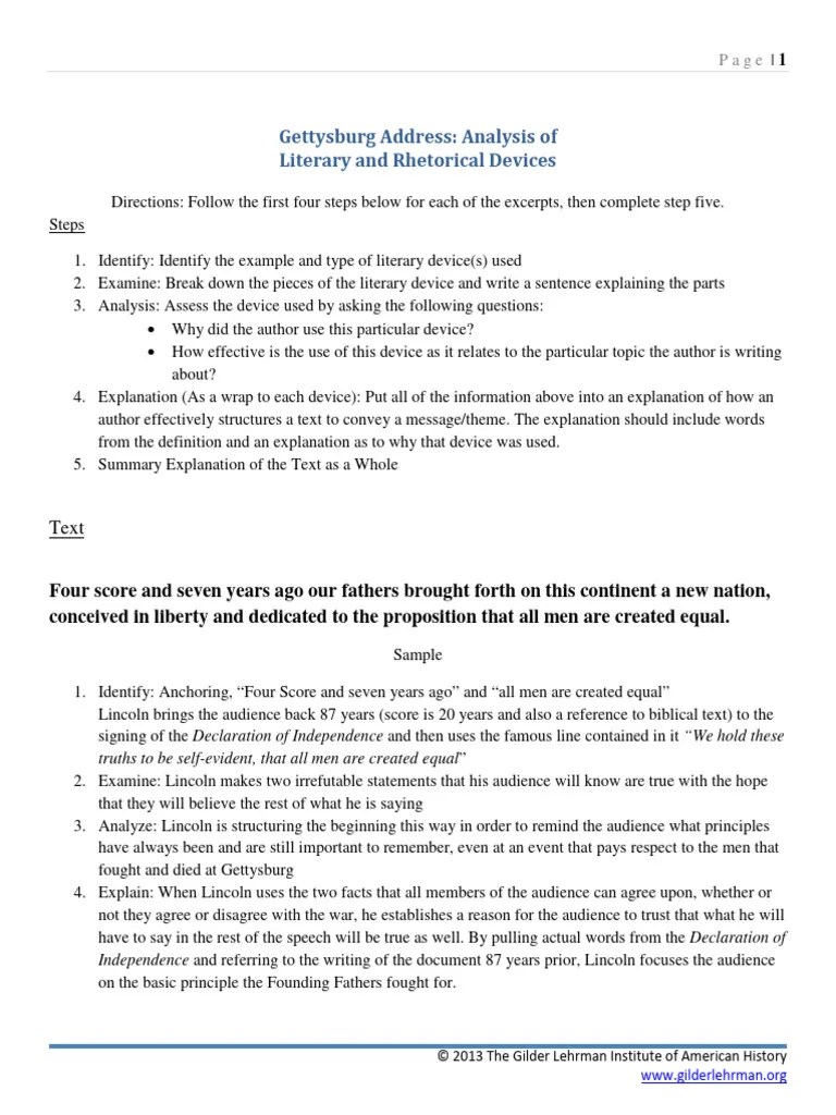 Gettysburg Address Analysis - Rhetorical Devices | PDF