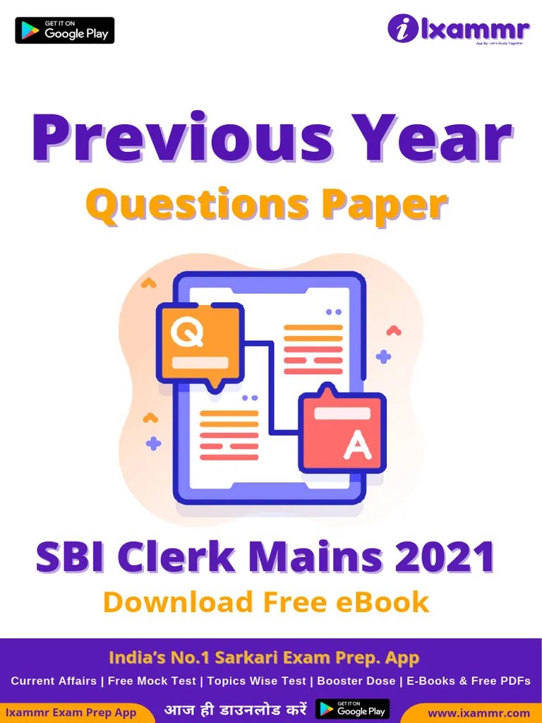 SBI Clerk Mains Memory Based Question Paper 2021 | PDF
