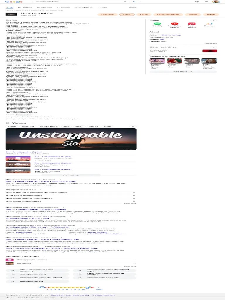 Unstoppable Lyrics - Google Search | PDF