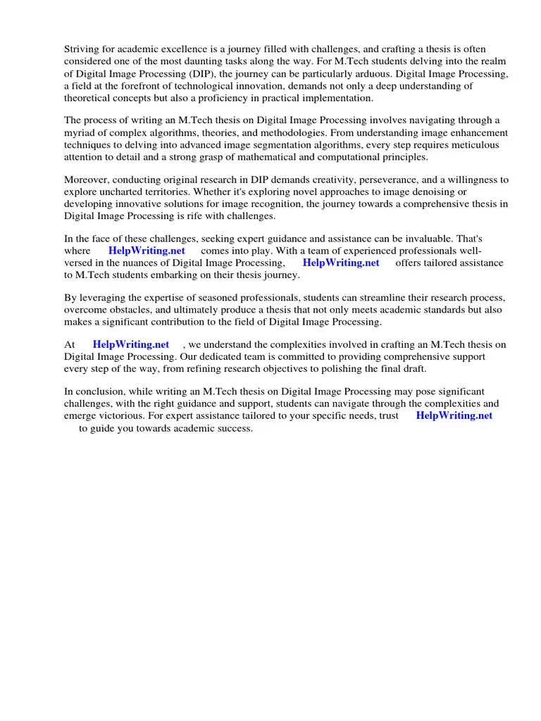 M.tech Thesis On Digital Image Processing | PDF | Digital Image | Thesis