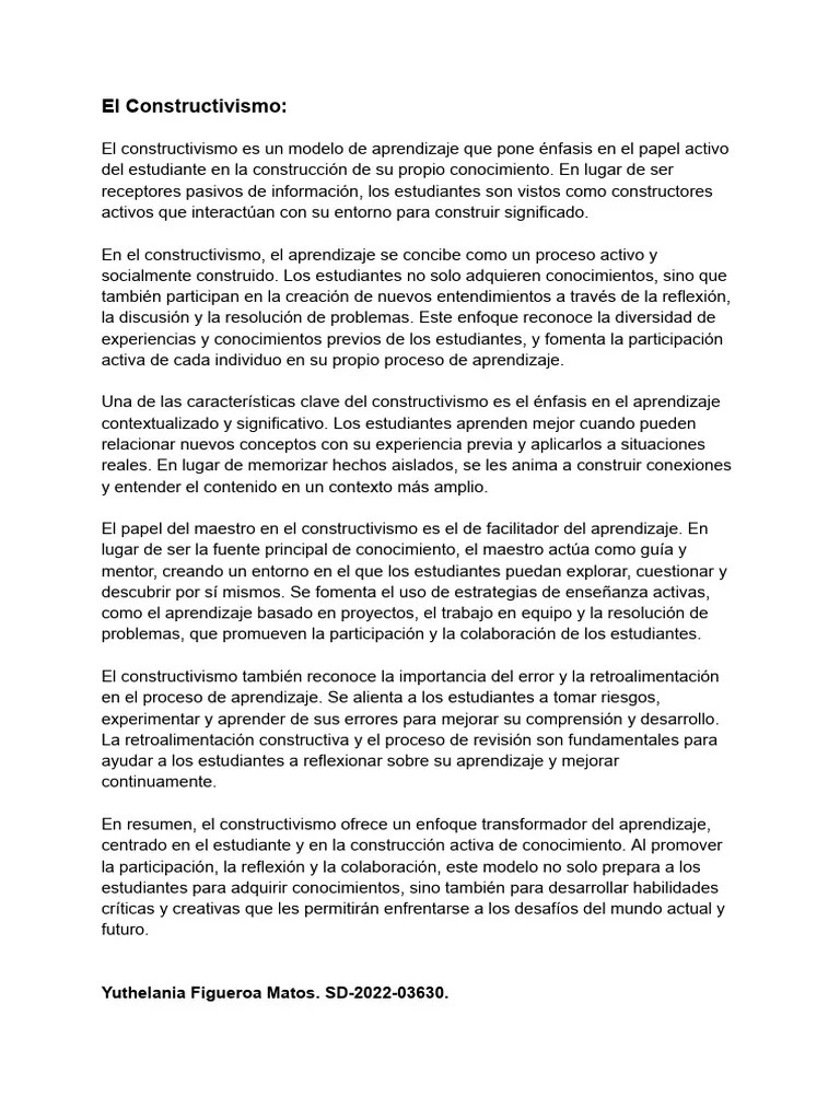 Constructivismo 1 | PDF | Aprendizaje | Constructivismo (filosofía De La Educación)