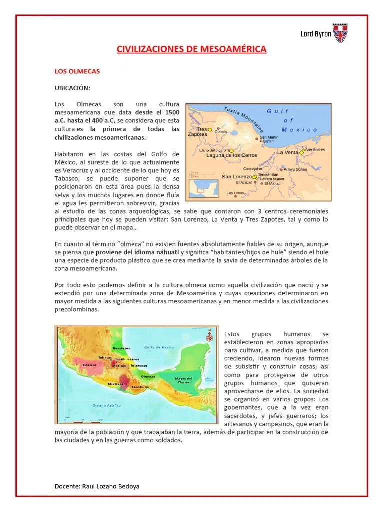 Los Olmecas Ii De Secundaria | PDF | Mesoamérica