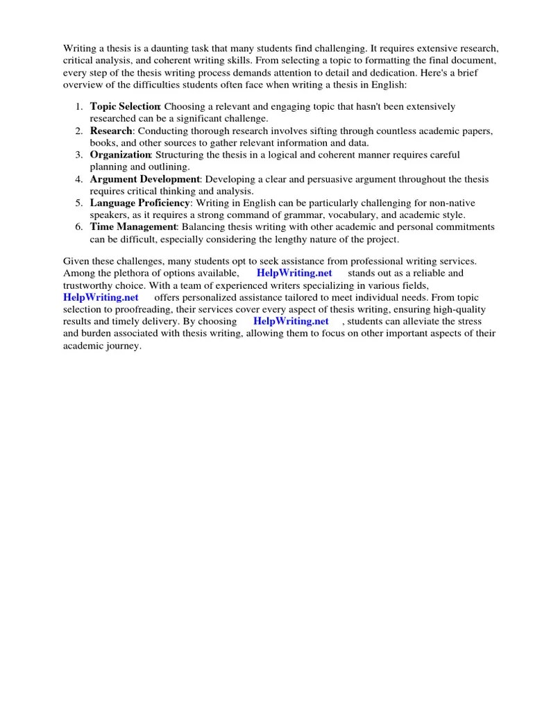 How To Write A Good Thesis English | PDF | Essays | Thesis