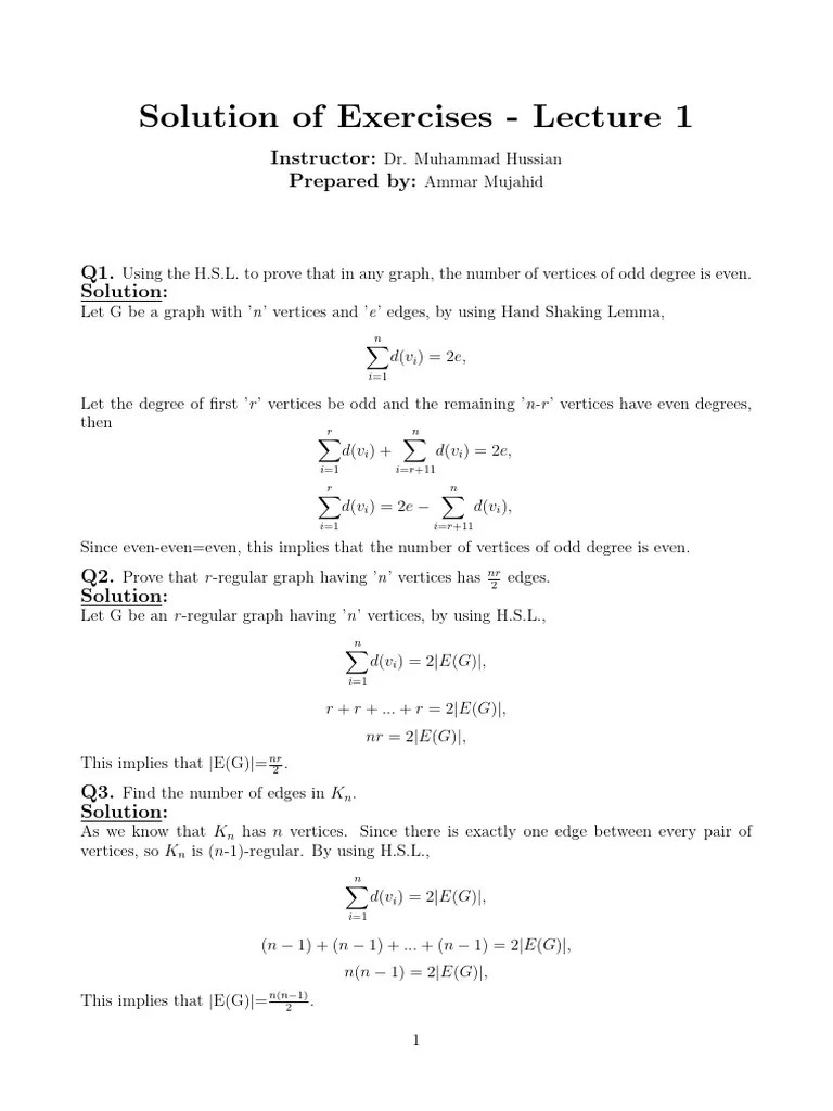 Graph Theory (Lec1-Solution) | PDF | Vertex (Graph Theory) | Visual Cortex