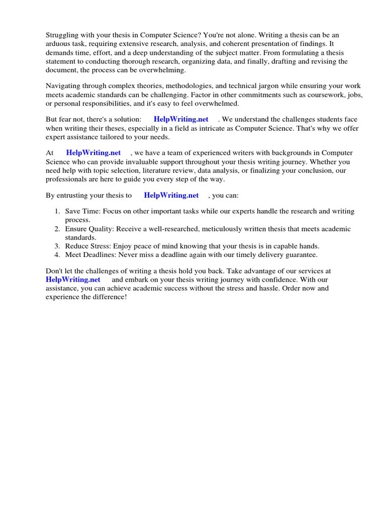 Sample Thesis In Computer Science | PDF | Thesis | Computing